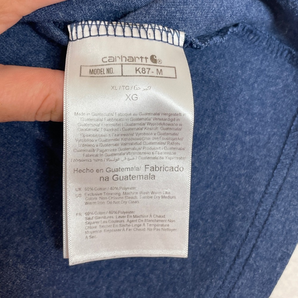 Carhartt K87 Mens XL Loose Fit Pocket T-Shirt Blue Heather Short Sleeve Work Tee - Picture 6 of 7